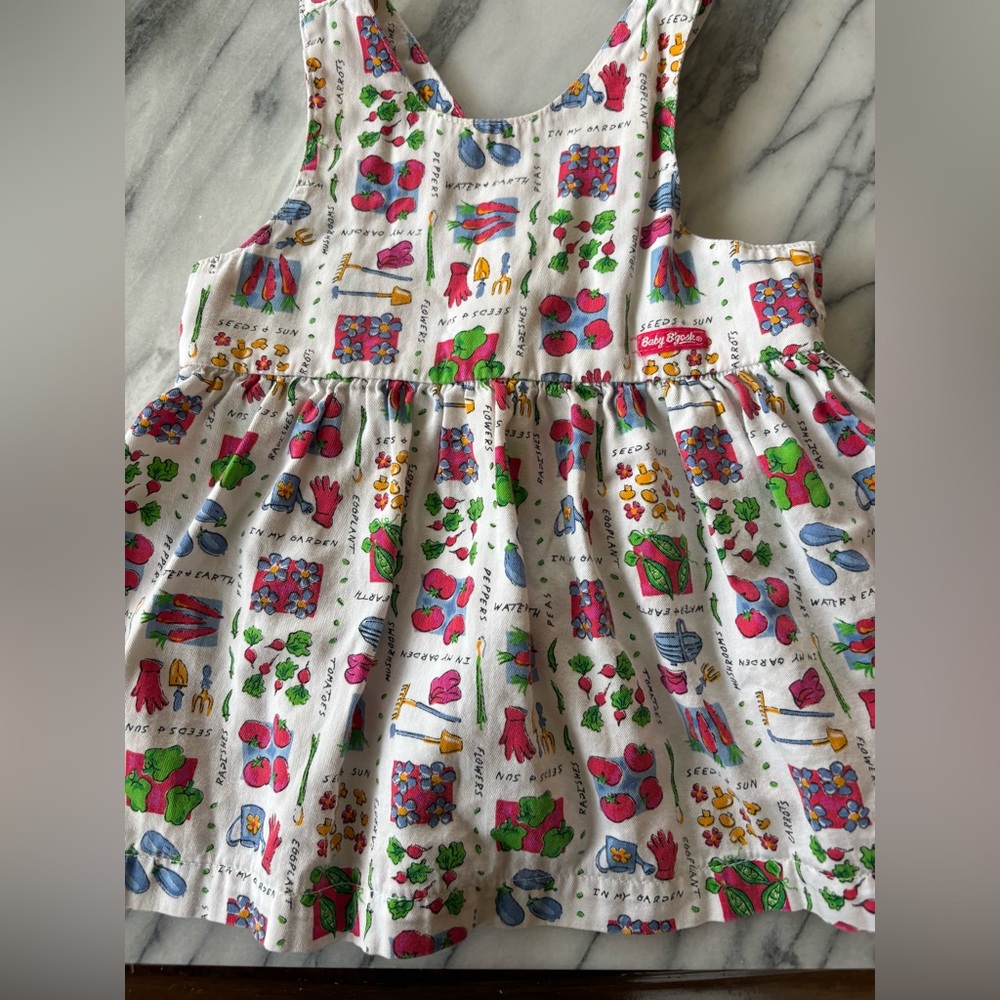 Baby b’Gosh jumper dress, Apron style. Multicolor, gardening style fruit veggie